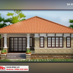 2 Mẫu kiến trúc phương án biệt thự mi ni mái thái 1 tầng tại quảng ninh sh btp 0119