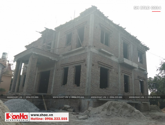 5 Ảnh thực tế thi công biệt thự lâu đài cổ điển tại hải dương sh btld 0034