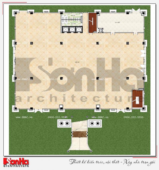 5 Mặt bằng công năng tầng 1 nhà hàng tân cổ điển tại hải phòng sh bck 0048