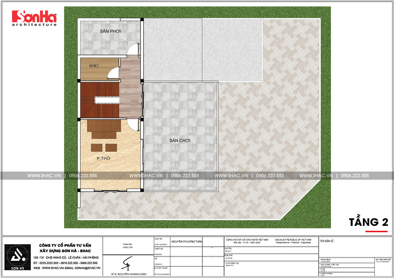 Biệt thự hiện đại đẹp 2 mặt tiền diện tích 135m2 – SH BTD 0063 18 Bản vẽ mặt bằng công năng tầng 3 biệt thự BTD 0063