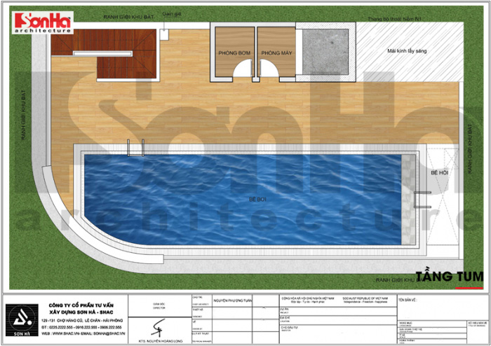Thiết kế khách sạn 3 sao đẹp – KS 0009 4 Bản vẽ mặt bằng công năng tầng tum khách sạn tân cổ điển 3 sao tại Đà Nẵng