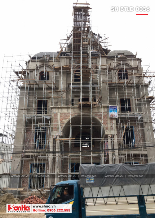 1 Ảnh thực tế thi công biệt thự lâu đài 2 mặt tiền tại lạng sơn sh btld 0036