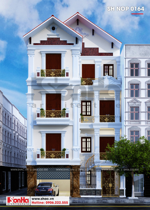 1 Mẫu thiết kế nhà ống bán biệt thự pháp 4 tầng tại nam định sh nop 0164