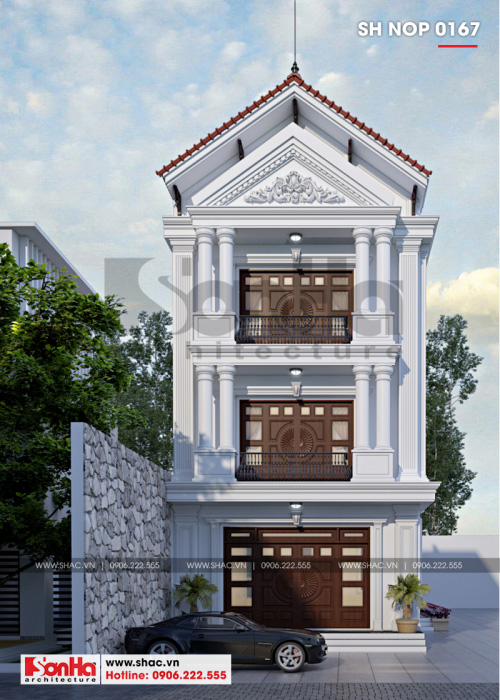 1 Thiết kế nhà ống kiến trúc pháp 3 tầng tại hải phòng sh nop 0167