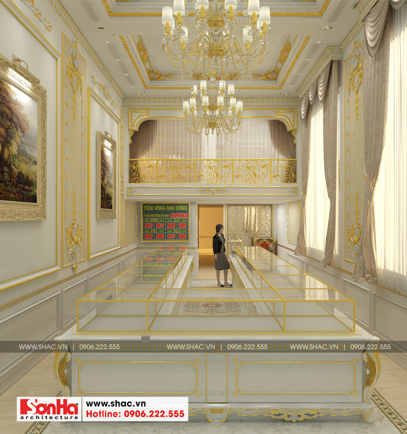 Thiết kế nội thất khu vực kinh doanh cho nhà ống cổ điển kiểu Pháp tại Vĩnh Phúc 
