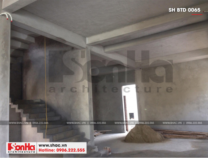 2 Ảnh thực tế thi công biệt thự hiện đại 3 tầng tại hải phòng sh btd 0065