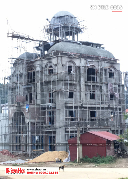 2 Ảnh thực tế thi công biệt thự lâu đài 4 tầng tại lạng sơn sh btld 0036