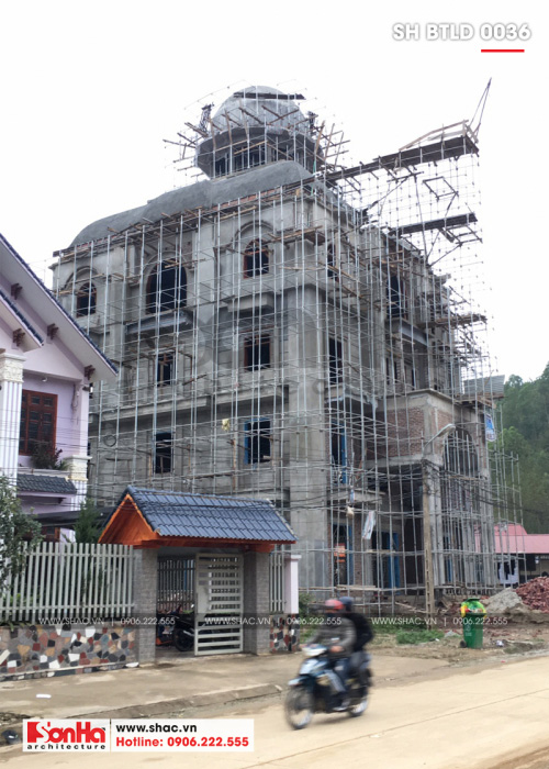 2 Ảnh thực tế thi công biệt thự lâu đài 4 tầng tại lạng sơn sh btld 0036
