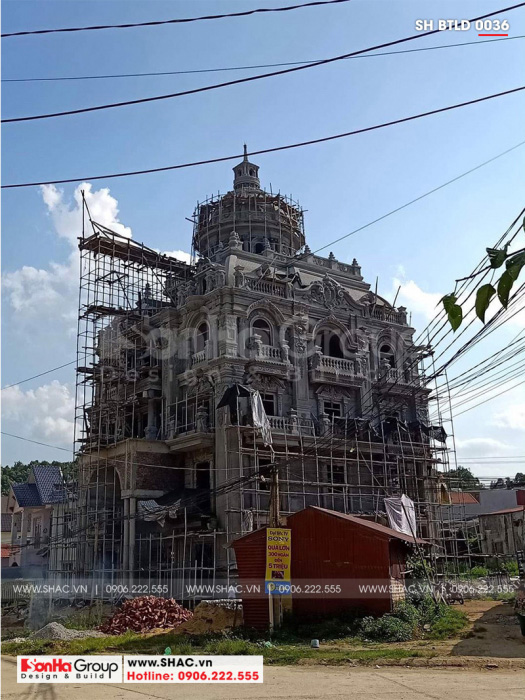 3 Ảnh thi công biệt thự lâu đài 2 mặt tiền tại lạng sơn sh btld 0036