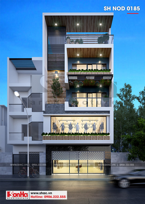 Mẫu thiết kế nhà phố 4 tầng mặt tiền 5m theo phong cách hiện đại | Phan  Kiến Phát Co.,Ltd