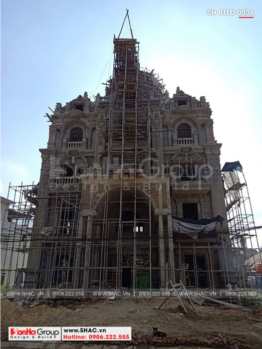 5 Ảnh thi công biệt thự lâu đài mặt tiền 15,44m tại lạng sơn sh btld 0036