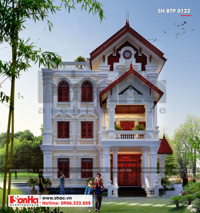 5 Thiết kế biệt thự pháp có sân vườn đẹp tại hưng yên sh btp 0122