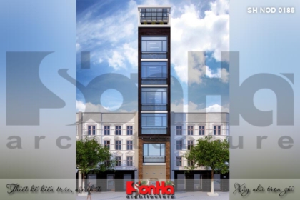 BÌA kiến trúc nhà ống hiện đại đẹp 7 tầng tại hà nội sh nod 0186