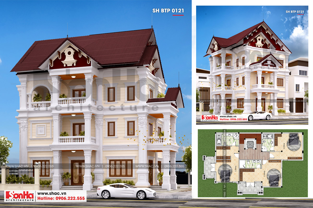 Biệt thự kiểu pháp 3 tầng rộng 200m2