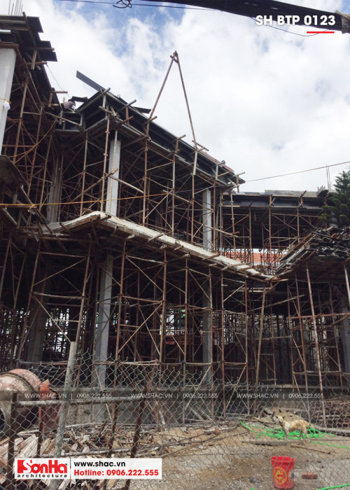1 Ảnh thực tế thi công biệt thự tân cổ điển 4 tầng tại hà nội sh btp 0123