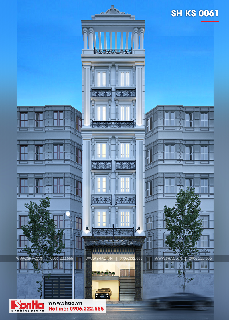 Mẫu thiết kế khách sạn 2 sao đẹp tại Nam Định kiến trúc tân cổ điển