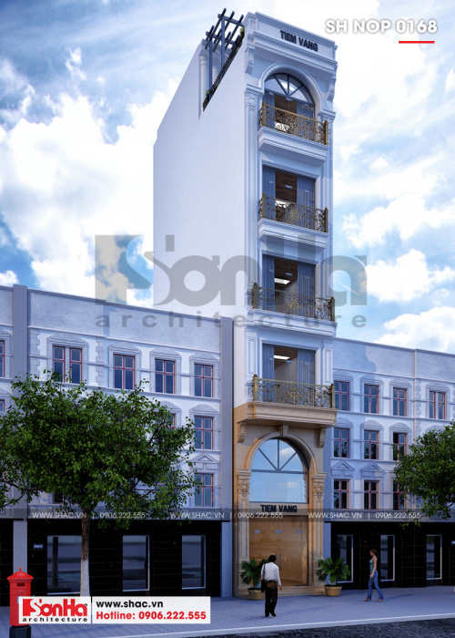 1 Thiết kế nhà ống hình chữ l kiến trúc pháp tại hà nội sh nop 0168