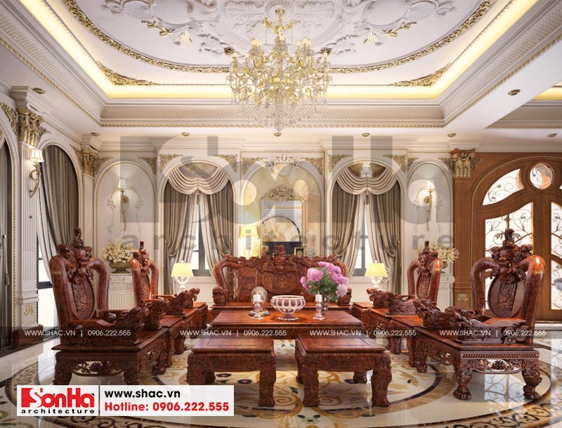 Nội thất phòng khách sang trọng điển hình thiết kế nội thất vinhomes của Sơn Hà Group