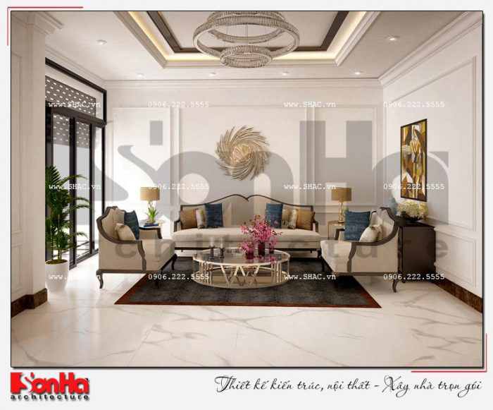 Thiết kế nội thất phòng khách phong cách tân cổ điển