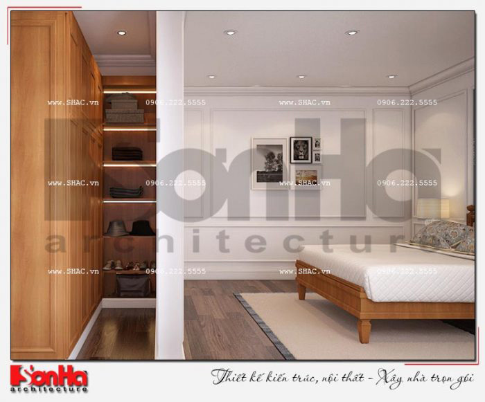 Thiết kế nội thất biệt thự liền kề KĐT Waterfront City Hải Phòng 41 Thiết kế phòng thay đồ với vật liệu gỗ của biệt thự liền kề Waterfront City Hải Phòng