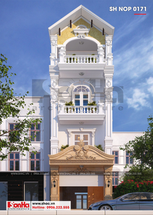 2 Mẫu nhà ống cổ điển 4 tầng đẹp tại hải phòng sh nop 0171