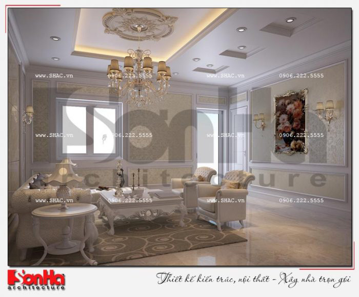 Thiết kế nội thất biệt thự liền kề KĐT Waterfront City Hải Phòng 33 Góc view cho thấy mẫu thiết kế phòng khách ấn tượng với màu sắc hợp thời tinh tế