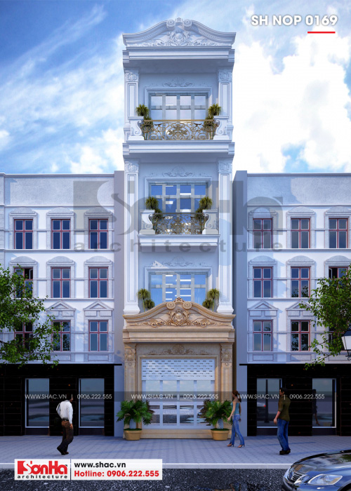 2 Mẫu thiết kế nhà ống cổ điển 4 tầng tại hà nội sh nop 0169