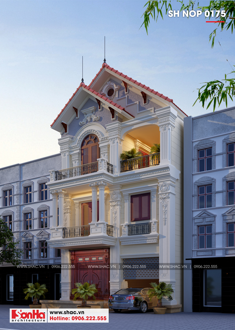 Mẫu thiết kế nhà phố phong cách cổ điển châu Âu mặt tiền 7,5m tại Hải Phòng 