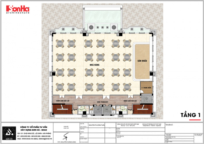 4 Mặt bằng công năng tầng 1 khách sạn phong cách châu âu tại an giang sh ks 0063