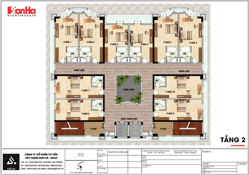 5 Mặt bằng công năng tầng 2 khách sạn tân cổ điển đẹp tại an giang sh ks 0063
