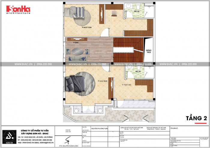 Bản vẽ mặt bằng công năng tầng 2