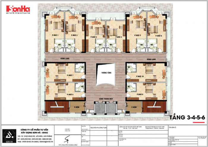 6 Mặt bằng công năng tầng 3 4 5 6 khách sạn tân cổ điển 4 sao tại an giang sh ks 0063