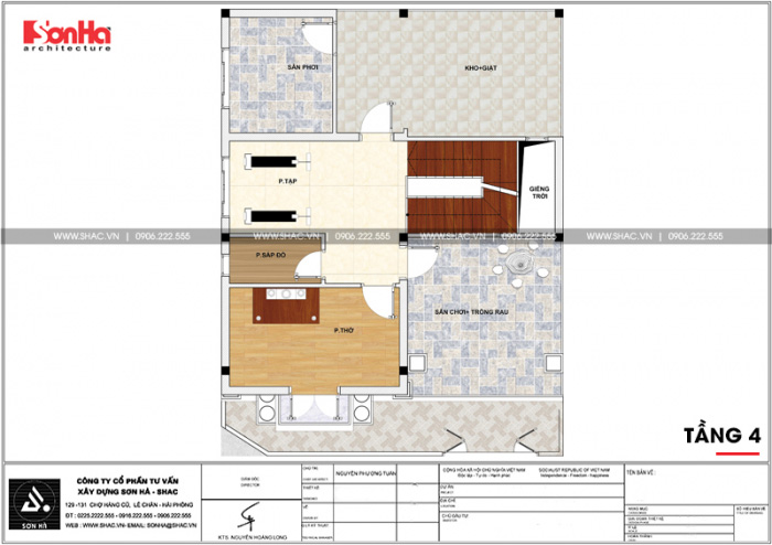 Bản vẽ mặt bằng công năng tầng 4