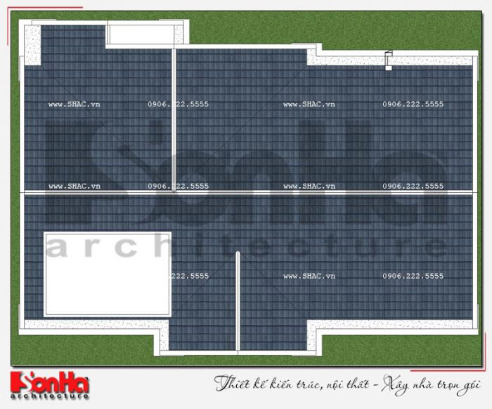 Mặt bằng công năng tầng mái biệt thự 3 tầng tân cổ điển 2 mặt tiền tại Quảng Ninh