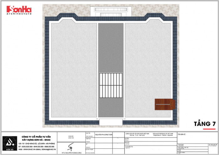 8 Mặt bằng công năng tầng mái khách sạn tân cổ điển tại an giang sh ks 0063
