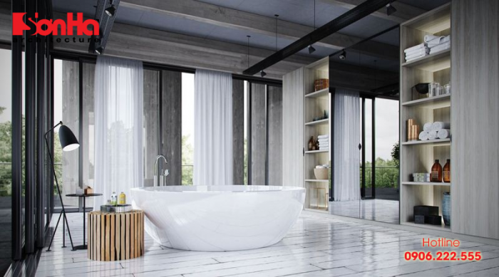 Còn đây là một không gian phòng tắm xa hoa cho căn hộ hoặc biệt thự