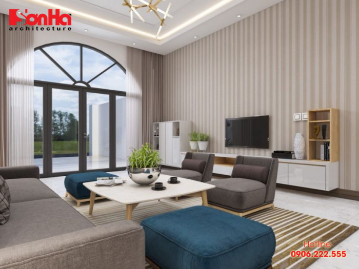 Không gian phòng khách sang trọng và thoáng đãng với thiết kế kiểu mới 