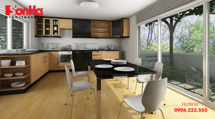 Thiết kế bếp đẹp với không gian mở đón ánh sáng tự nhiên vào phòng 