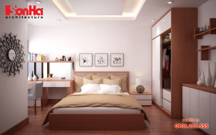 Thiết kế nội thất phòng ngủ phong cách hiện đại đẹp với đồ gỗ nội thất 