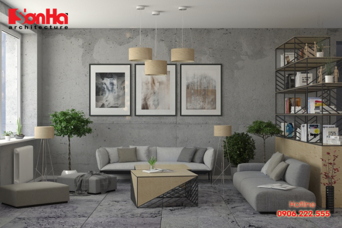 Xu hướng trang trí nội thất với xi măng tường kết hợp loại gạch Retro