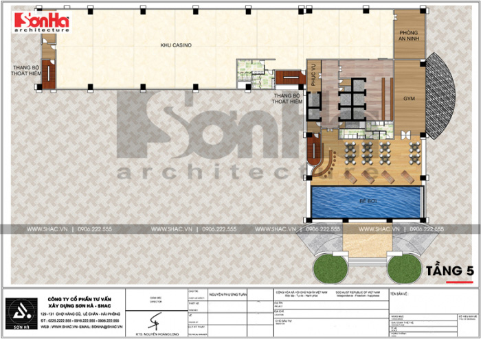 Bản vẽ mặt bằng công năng tầng 5 khách sạn tân cổ điển 5 sao tại Đồng Tháp 