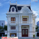 Biệt thự tân cổ điển mặt tiền 12m màu trắng