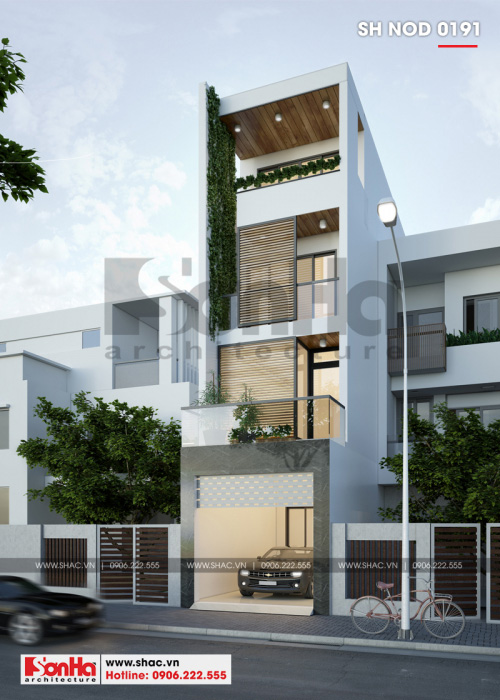 1 Thiết kế nhà ống hiện đại 4 tầng tại hải phòng sh nod 0191