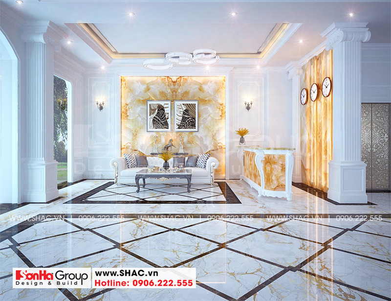 Thiết kế nội thất sảnh lễ tân khách sạn mini tại phú thọ sh ks 0065