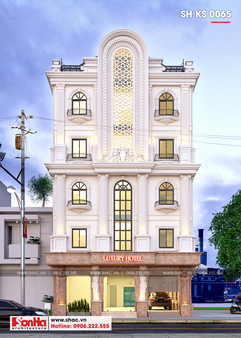 Kiến trúc sang trọng phong cách tân cổ điển của khách sạn mini 2 sao tại Phú Thọ 