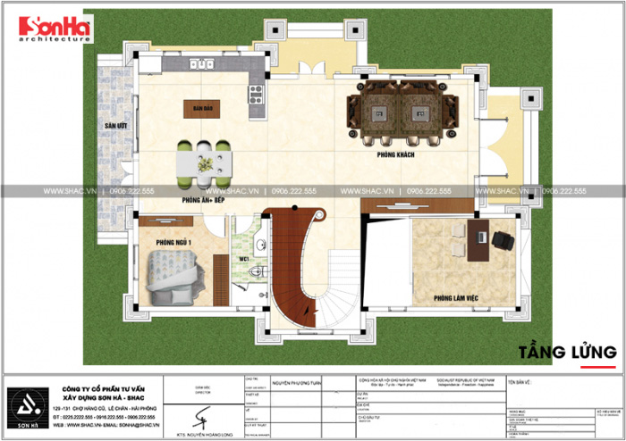 Mặt bằng công năng tầng lửng biệt thự
