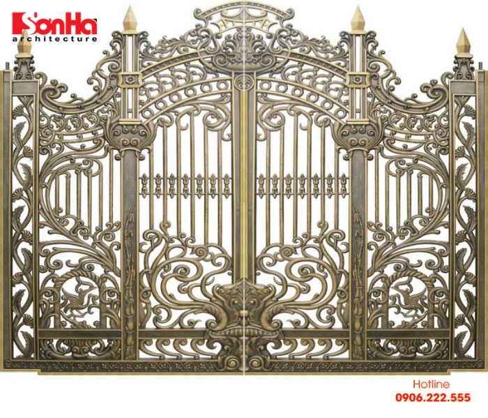 Mẫu cổng được làm từ vật liệu nhôm đúc với thiết kế giản dị