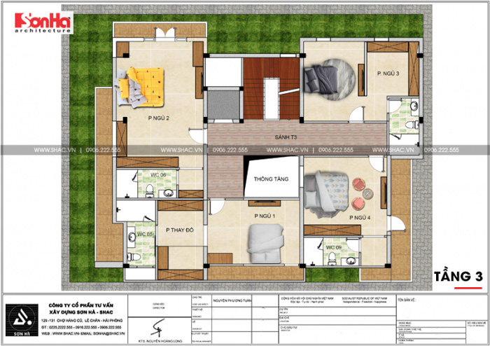 12 Mặt bằng công năng tầng 3 biệt thự hiện đại đẹp tại thái bình sh btd 0069