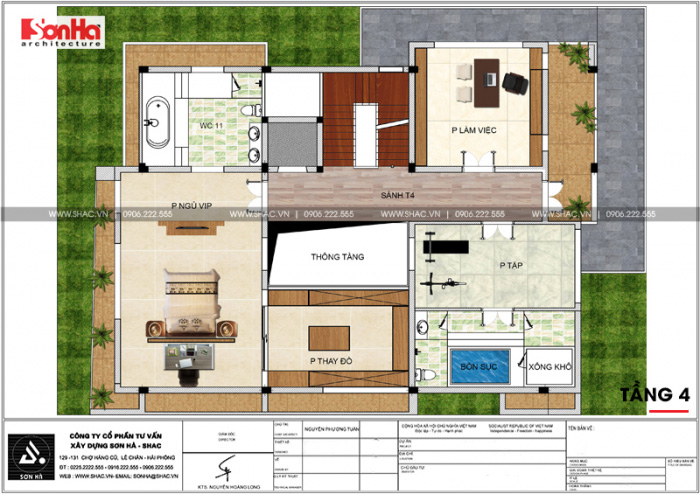 13 Mặt bằng công năng tầng 4 biệt thự hiện đại 5 tầng tại thái bình sh btd 0069