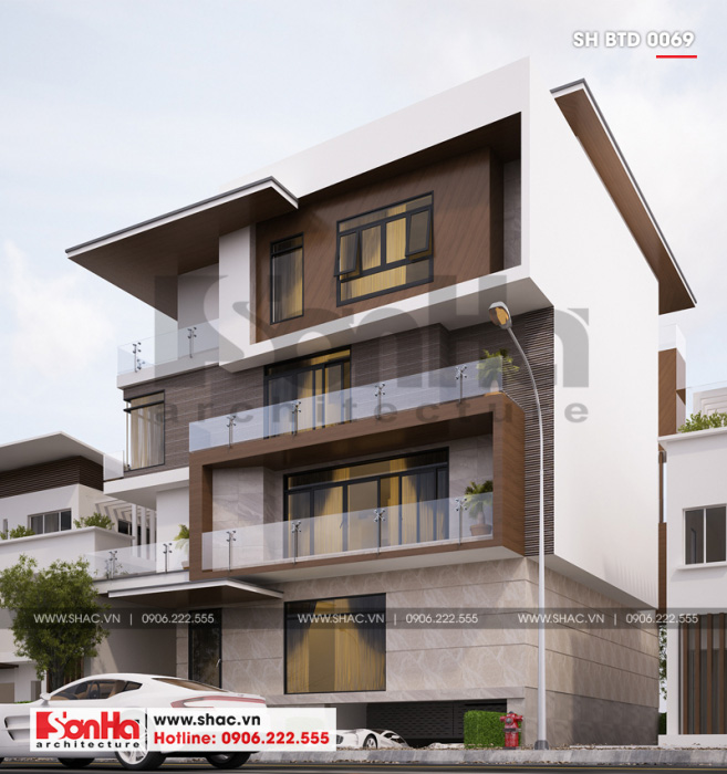 2 Mẫu thiết kế biệt thự hiện đại 5 tầng tại thái bình sh btd 0069